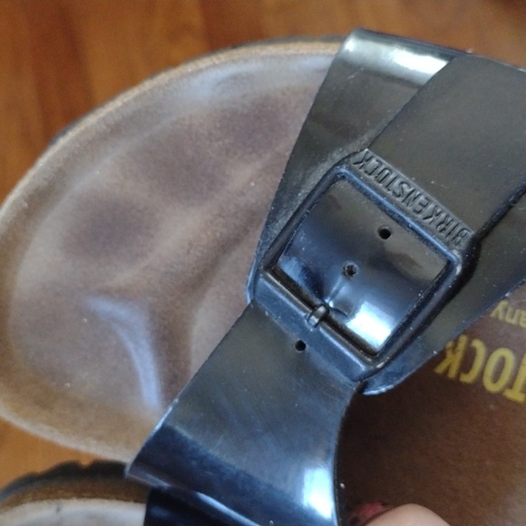 Birkenstock Madrid Birko-Flor Black Patent Cork Sandal Size 5 - Picture 4 of 13
